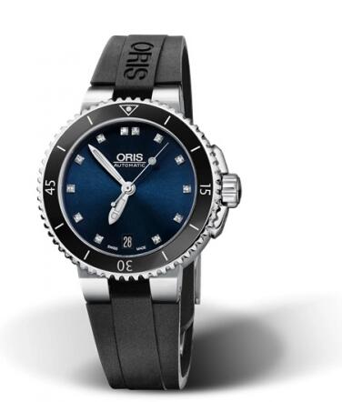 Oris Aquis Date 36 Stainless Steel Blue Diamond Rubber Replica Watch 01 733 7652 4195-07 4 18 34